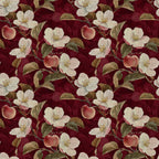 burgundy red, cream white, dusty rose, olive green, gold accents, floral, botanical, apple blossoms, fruit, nature, vintage, traditional, elegant, romantic, garden, orchard, spring, summer, classic, botanical illustration, blossoms, leaves, branches, fruit motif, heirloom, cottage core, timeless, home decor, upholstery