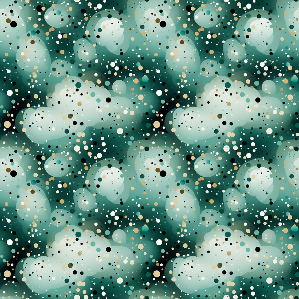 green, teal, sage, cream, beige, black, white, confetti, dots, circles, scattered pattern, abstract, modern, geometric,, fabric panel, contemporary, playful, bubble pattern, speckled design, mint green, forest green
