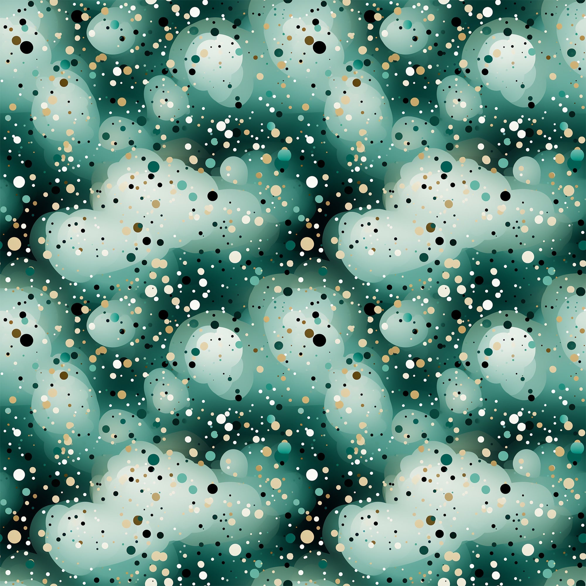 green, teal, sage, cream, beige, black, white, confetti, dots, circles, scattered pattern, abstract, modern, geometric,, fabric panel, contemporary, playful, bubble pattern, speckled design, mint green, forest green
