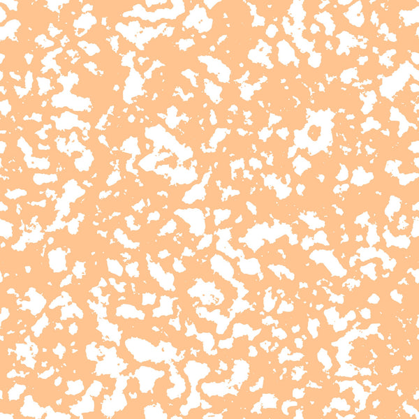 peach, orange, white, grunge pattern, distressed texture, abstract design, speckled, splatters, vintage style, weathered look,, fabric panel, craft material, textured background, artistic pattern, mottled surface, irregular spots, contemporary design