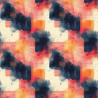 coral, navy blue, orange, cream, beige, geometric shapes, abstract watercolor, paint splatters, rectangular forms, mid century modern, contemporary art,, fabric panel, artistic brushstrokes, color blocking, modern geometric, abstract expressionism, layered composition, warm tones, cool tones