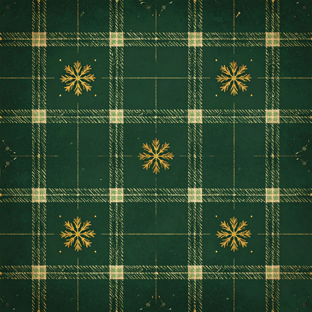 forest green, gold, cream, plaid, tartan, snowflake, geometric, holiday, christmas, winter, traditional, elegant, festive, seasonal, luxe, metallic gold, woven pattern, classic, sophisticated, home decor, decorative, cold weather, wintery, timeless, neutral accents, rich colors, formal, upscale