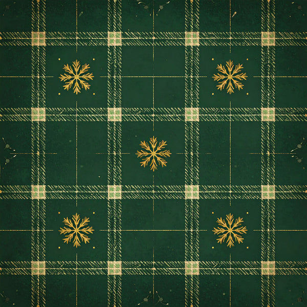 forest green, gold, cream, plaid, tartan, snowflake, geometric, holiday, christmas, winter, traditional, elegant, festive, seasonal, luxe, metallic gold, woven pattern, classic, sophisticated, home decor, decorative, cold weather, wintery, timeless, neutral accents, rich colors, formal, upscale