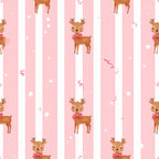blush pink, white, coral pink, striped, deer, reindeer, stars, ribbons, bows, whimsical, cute, playful, festive, nursery, baby girl, kids room, children's, holiday, christmas, winter, feminine, sweet, magical, sparkly, decorated animals, woodland, doe, fawn