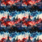 patriotic, grunge, red, blue, white, navy, watercolor, galaxy, stars, cityscape, skyline, buildings, skyscrapers, nebula, cosmic,, fabric panel, distressed, abstract, americana