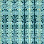 teal, sage green, cream, atomic age, mid-century modern, geometric pattern, connected circles, dots, lines, retro design, 1950s style, modernist, abstract shapes, repetitive motif, quilting cotton, fabric panel, vintage inspired, decorative pattern, interconnected elements