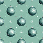sage green, teal, dark teal, mint green, aqua, snowflakes, ornaments, christmas baubles, holiday, winter, festive, elegant, modern, whimsical, sparkly, shimmery, metallic accents, white dots, pearl details, christmas decorations, seasonal, december, winter wonderland, nursery, kids room, playroom, baby shower, festive decor, nature-inspired, celestial feel