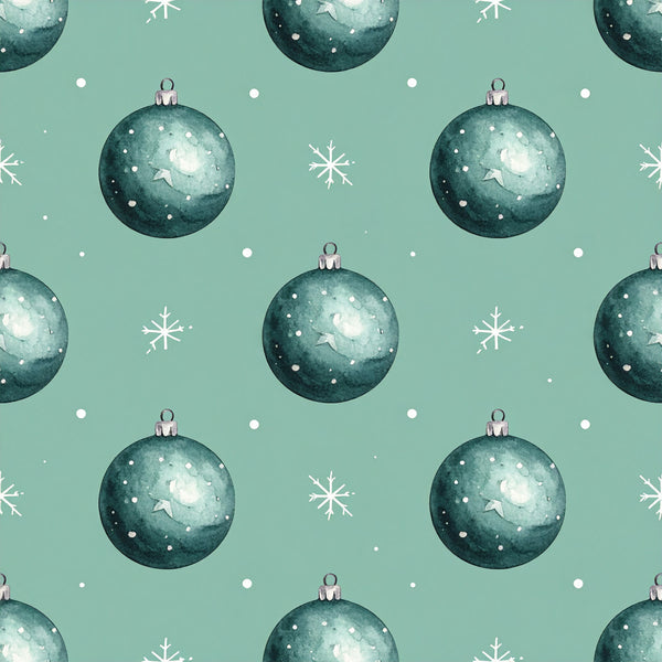 sage green, teal, dark teal, mint green, aqua, snowflakes, ornaments, christmas baubles, holiday, winter, festive, elegant, modern, whimsical, sparkly, shimmery, metallic accents, white dots, pearl details, christmas decorations, seasonal, december, winter wonderland, nursery, kids room, playroom, baby shower, festive decor, nature-inspired, celestial feel