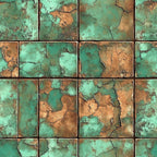 turquoise, copper, oxidized metal, patina, weathered tiles, cracked surface, aged texture, rustic finish, southwestern style, desert colors, vintage patina, distressed look,, fabric panel, western theme, antiqued copper, verdigris, ceramic tiles, bohemian style, earthy tones
