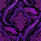 magenta, purple, violet, neon purple, bright purple, ornate, baroque, damask, paisley, starfish, cuttlefish, squid, octopus, sea creatures, marine life, nautical, ocean, underwater, ornamental, decorative, elegant, gothic, dark, dramatic, bohemian, whimsical, celestial, intricate, detailed, victorian