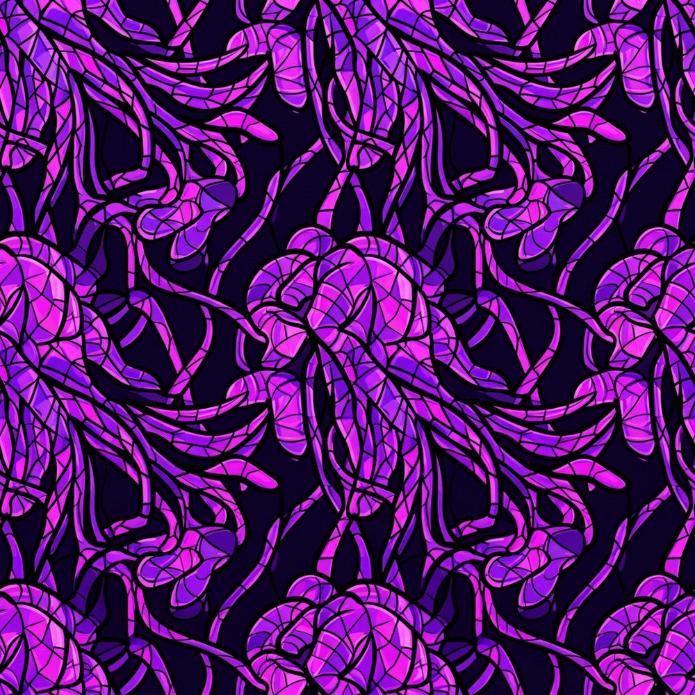 neon pink, magenta, purple, violet, hot pink, black background, abstract, geometric, modern, psychedelic, bold, vibrant, contemporary, stained glass, mosaic, intricate line work, energy, edgy, artistic, futuristic, neon glow, high contrast, statement pattern, playroom, kids room, teen room, gamer aesthetic, rave inspired