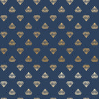 navy blue, gold, geometric diamonds, celebration pattern,, fabric panel, repeating motifs, luxury aesthetic, elegant design, geometric shapes, metallic accents, sophisticated palette, structured pattern, faceted gems, orderly arrangement, premium fabric, craft material, sewing supplies