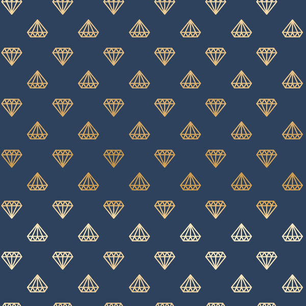 navy blue, gold, geometric diamonds, celebration pattern,, fabric panel, repeating motifs, luxury aesthetic, elegant design, geometric shapes, metallic accents, sophisticated palette, structured pattern, faceted gems, orderly arrangement, premium fabric, craft material, sewing supplies