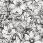 grayscale, black and white, monochrome, floral, botanical, flowers, nature, elegant, detailed, fine art, drawing style, sketch style, illustrated, garden, blooming, petals, stamens, leaf detail, foliage, delicate, romantic, vintage botanical, classical, sophisticated, spring, summer, timeless, artistic, line work, intricate details