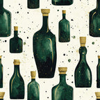 forest green, deep green, cream, ivory, gold, black, wine bottles, champagne bottles, liquor bottles, sophisticated, elegant, modern, luxe, celebration, festive, entertaining, bar theme, wine theme, alcohol bottles, cork tops, glitter accents, sparkle, shimmer, abstract, contemporary, upscale, premium, social gathering, new year's eve, champagne celebration