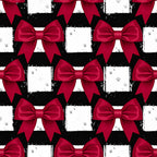 crimson red, hot pink, black and white, striped, geometric, bows, ribbons, paw prints, whimsical, elegant, festive, holiday, christmas, pet themed, animal prints, modern, decorative bows, gift worthy, playroom, kids room, nursery, feminine, cheerful, celebration, decorative pattern, texture contrast, sophisticated, charming