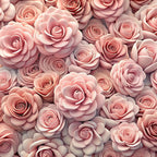 pink roses, blush pink, dusty rose, coral pink, realistic flowers, rose pattern, floral design, botanical print, romantic style, soft pastels, densely packed, layered petals,, fabric panel, feminine aesthetic, elegant florals, seamless pattern, rose garden, delicate blooms, sophisticated palette