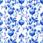 cobalt blue, royal blue, white background, floral pattern, ornamental design, vintage style, elegant, traditional, botanical, delicate flowers, decorative vines, curling leaves, hanging ornaments, christmas ornaments, holiday themed, festive, whimsical, nature inspired, garden flowers, scrollwork, classic damask, toile inspired, timeless, sophisticated, ornate, decorative balls, blue and white, seasonal, winter holiday, nursery decor