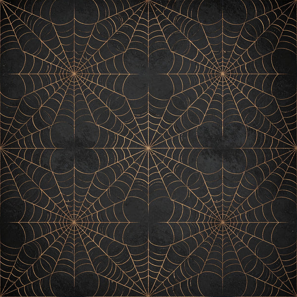 charcoal black, gold, metallic gold, web pattern, spider web, geometric, spiderweb design, halloween, gothic, dark academia, elegant, sophisticated, modern, moody, mysterious, autumn, fall, horror themed, creepy crawly, arachnid, intricate linework, symmetrical pattern, dark and moody, edgy, alternative style, celestial gothic, witchy aesthetic, decorative web