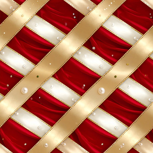 crimson red, gold, champagne, pearl white, metallic gold, geometric pattern, quilted, diamond pattern, herringbone, luxurious, elegant, sophisticated, glamorous, art deco, modern, festive, holiday, christmas, special occasion, formal, upscale, pearls, sequins, shimmer, sparkle, premium, luxury fabric, wedding, evening wear, red and gold
