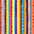 bright stripes, polka dots, vertical lines, red stripes, blue stripes, yellow stripes, orange stripes, pink stripes, black stripes, white dots, colorful circles, geometric pattern, vibrant colors, playful design,, fabric panel, rainbow colors, modern pattern, cheerful mood, contemporary style