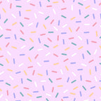 rainbow sprinkles, multicolored confetti, pink background, pastel colors, yellow sprinkles, blue sprinkles, green sprinkles, coral sprinkles, white sprinkles, scattered pattern, random placement,, fabric panel, sweet treats, bakery theme, celebration design, cheerful mood, playful pattern, dessert inspired, candy colors