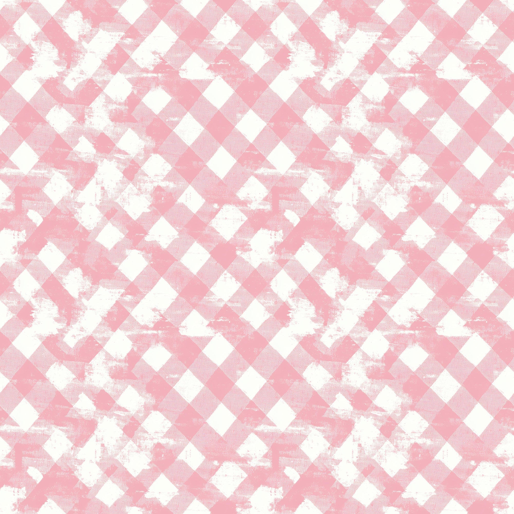 pink, white, gingham, checkered, diagonal pattern, vintage style, distressed texture, weathered look,, fabric panel, soft pink, pastel, shabby chic, worn appearance, geometric design, crafting material, sewing fabric, nostalgic mood