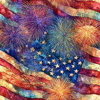 patriotic, fireworks, stars, fourth of july, independence day, red white and blue, navy blue, gold stars, crimson red, cream, watercolor, distressed, vintage american, celebratory, festive, summer, holiday, abstract, whimsical, elegant, rustic, americana, retro, striped, metallic gold, distressed texture, patriotic theme, kids room, celebration decor, nostalgic