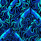 cyan blue, electric blue, royal blue, navy blue, bright cyan, turquoise, swirling, abstract, wave pattern, fluid, organic, modern, contemporary, psychedelic, groovy, retro, vibrant, bold, energetic, dynamic, flowing curves, spiral motif, decorative, artistic, playroom, kids room, teen room, modern nursery, cool colors, neon aesthetic