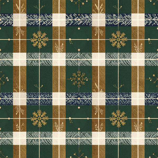 forest green, gold, cream, navy blue, tan brown, snowflake, plaid, striped, checkered, winter, christmas, holiday, nature, botanical, elegant, traditional, festive, snowflakes, branches, berries, geometric, seasonal, cozy, rustic, classic, decorative, spruce green, metallic gold, winter wonderland