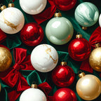 christmas ornaments, holiday, festive, red, white, gold, forest green, deep green, metallic gold, glossy, shiny, elegant, luxurious, traditional, ornament balls, baubles, ribbon bows, velvet ribbons, marble pattern, swirled design, modern holiday, sophisticated, premium, seasonal decor, christmas theme, winter celebration, gift worthy, decorative, sparkly finish