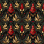 forest green, gold, red, burgundy, black, damask, floral, ornamental, victorian, traditional, elegant, botanical, leaves, oak leaves, berries, scrolls, ornate, vintage, classic, formal, sophisticated, holiday, christmas, festive, luxury, regal, baroque, jacquard, decorative, nature-inspired