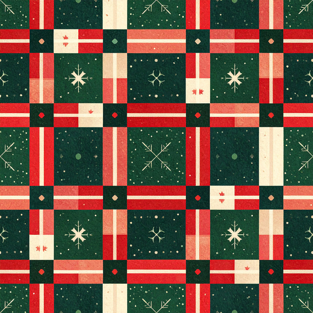 forest green, red, cream, white, snowflakes, geometric, striped, plaid, checkered, holiday, christmas, winter, celestial, stars, traditional, festive, seasonal, modern, elegant, rustic, diamonds, decorative elements, home decor, cozy, maple leaves, canadian, red and white stripes, dark green, light cream, patterned