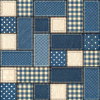 navy blue, cream, white, geometric, patchwork, plaid, checkered, polka dot, diamond pattern, quilted, traditional, rustic, farmhouse, vintage, four-patch, cottage style, gingham, classic, americana, timeless, country, coordinating prints, mixed patterns, home decor, cozy, warm, heritage print, blue and cream, layered design