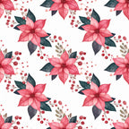 coral pink, dusty rose, crimson red, dark teal, forest green, cream white, floral, poinsettia, winter florals, holiday, christmas, berries, botanical, elegant, romantic, festive, nature, seasonal, traditional, decorative, red flowers, green leaves, berry clusters, winter holiday, christmas décor, celebration, vibrant florals, classic floral pattern