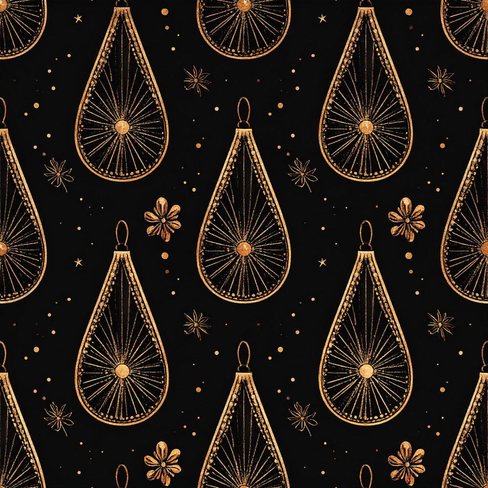 gold, black, metallic gold, champagne, celestial, star, geometric, ornament, holiday, christmas, elegant, luxe, sophisticated, festive, winter, art deco, decorative, shine, sparkle, star pattern, teardrop, lantern, ornamental, formal, upscale, glamorous, evening, new year's, special occasion