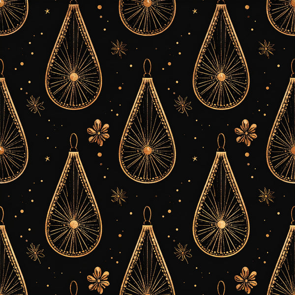 gold, black, metallic gold, champagne, celestial, star, geometric, ornament, holiday, christmas, elegant, luxe, sophisticated, festive, winter, art deco, decorative, shine, sparkle, star pattern, teardrop, lantern, ornamental, formal, upscale, glamorous, evening, new year's, special occasion