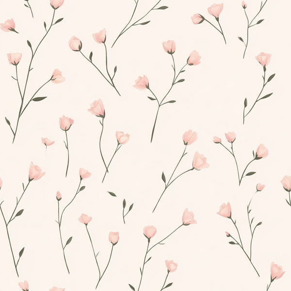 dusty rose, blush pink, pale pink, cream, soft pink, floral, botanical, delicate flowers, carnations, spring, nature, elegant, romantic, gentle, whimsical, modern floral, minimalist, garden flowers, botanical print, soft and sweet, nursery, baby girl, feminine, dreamy, watercolor style, understated pattern, scattered flowers, spring blooms