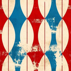 red, white, blue, distressed texture, patriotic, diamond pattern, geometric shapes, vintage weathered, worn appearance,, fabric panel, americana, faded colors, repeating motif, rustic finish, stars and stripes colors, textured surface, aged look, cotton fabric, craft material