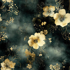 dark teal, forest green, gold, cream, ivory, pale yellow, floral, botanical, vintage, elegant, romantic, nature, flowers, delicate, watercolor, distressed, grunge texture, spring, summer, garden, wildflowers, feminine, sophisticated, traditional, artistic, hand-painted style, moody florals, dark academia, jewel tones, nursery