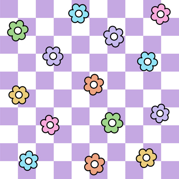floral, flowers, pastel colors, lavender, purple, pink, light blue, cyan, green, yellow, coral, peach, whimsical, playful, cheerful, bright, colorful, spring, summer, kids, children, nursery, playroom, baby, cute, fun, daisy, simple flowers, cheerful design