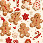 gingerbread, red, cream, tan, brown, candy cane, holiday, christmas, festive, whimsical, cute, gingerbread man, snowflake, star, heart, candy, seasonal, winter, playroom, kids room, nursery, children's, cheerful, decorative, traditional, folk art, sweet, charming, red and white