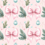blush pink, soft pink, dusty rose, sage green, turquoise, pastel colors, christmas, holiday, winter, festive, bows, ribbons, evergreen branches, pine branches, ornaments, baubles, nature, botanical, elegant, whimsical, classic, traditional, nursery, baby, feminine, delicate, watercolor, hand-painted, gift giving, seasonal