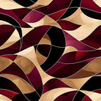 burgundy, maroon, crimson, beige, tan, cream, black, abstract waves, flowing curves, geometric shapes, overlapping ribbons, swirling pattern, contemporary design, modern art, dynamic movement,, fabric panel, layered composition, warm tones, artistic swirls