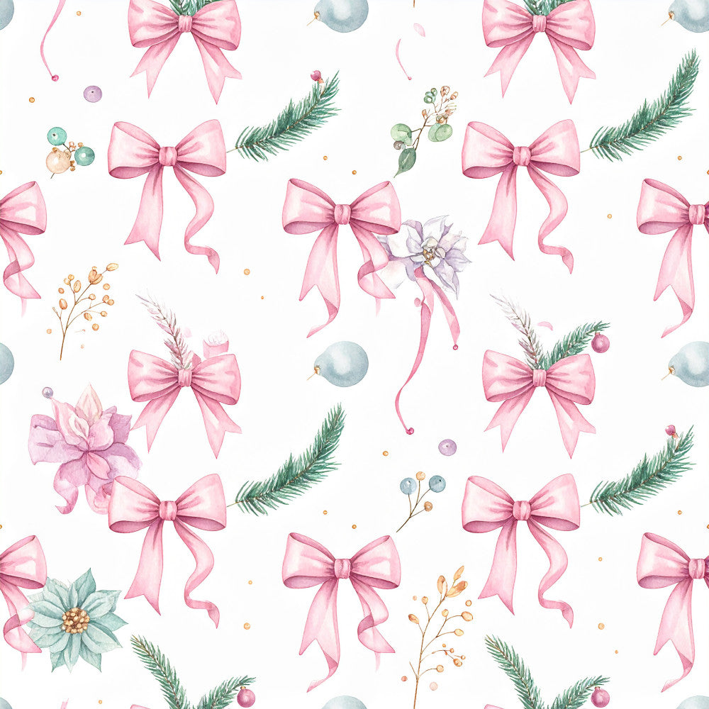 blush pink, soft pink, rose pink, sage green, dusty blue, gold accents, christmas, holiday, festive, bows, ribbons, evergreen branches, pine needles, flowers, floral, berries, ornaments, elegant, whimsical, romantic, traditional, vintage, nature, botanical, nursery, baby shower, gift, winter, seasonal, decorative elements