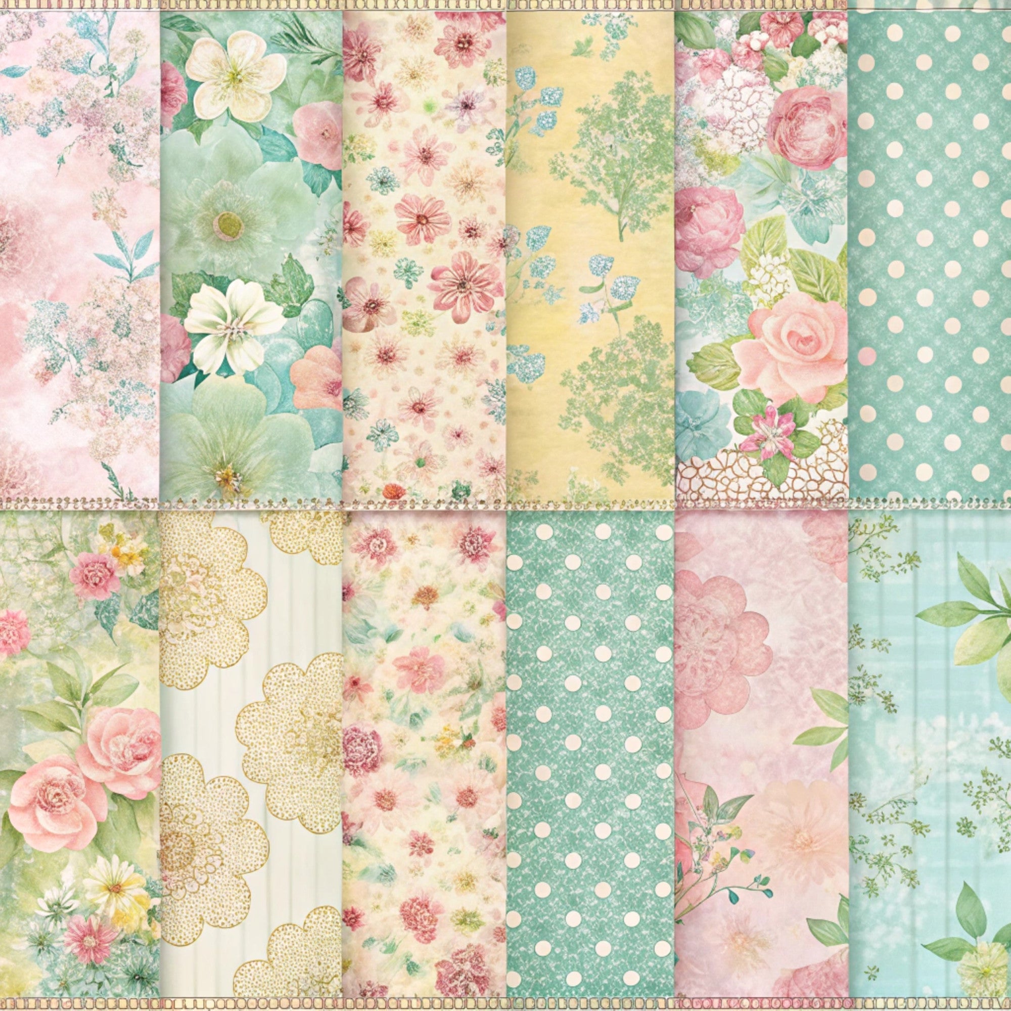 spring florals, patchwork strips,, fabric panel, pastel pink, mint green, soft yellow, cream white, rose patterns, floral motifs, polka dots, vintage flowers, cottage core, feminine design, botanical prints, delicate blooms, shabby chic, romantic style, coordinated fabrics, strip piecing