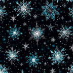 snowflakes, winter, teal, turquoise, icy blue, navy blue, white, celestial, frozen, holiday, christmas, snow, geometric, crystalline, elegant, whimsical, modern, sparkly, shimmering, star motifs, icy patterns, frosty, seasonal, december, festive, magical, enchanted, winter wonderland, cold weather, nordic