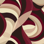 burgundy, deep red, cream, beige, brown, chocolate, abstract swirls, flowing curves, geometric shapes, overlapping circles, modern art, contemporary design, dynamic movement, curved lines, layered patterns,, fabric panel, warm tones, neutral colors, artistic motif