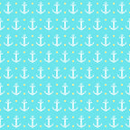 turquoise, aqua blue, yellow dots, white anchors, nautical pattern, maritime symbols, summer beach, ocean theme, repetitive design, geometric layout, sailing motif, coastal style,, fabric panel, sea inspired, marine elements, polka dots, anchor symbols, tropical colors, beachy vibes