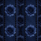 midnight blue, navy blue, dark blue, indigo, deep blue, floral, flowers, blooms, roses, botanical, ornamental, elegant, luxurious, vintage, damask, decorative, sophisticated, classic, traditional, ornate, formal, romantic, garden, nature, detailed, textured, paneled, striped borders, dark florals, blue florals